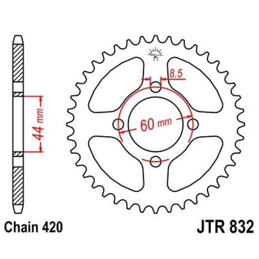 JT ŘETĚZOVÁ ROZETA JT JTR 832-47 47 ZUBŮ, 420