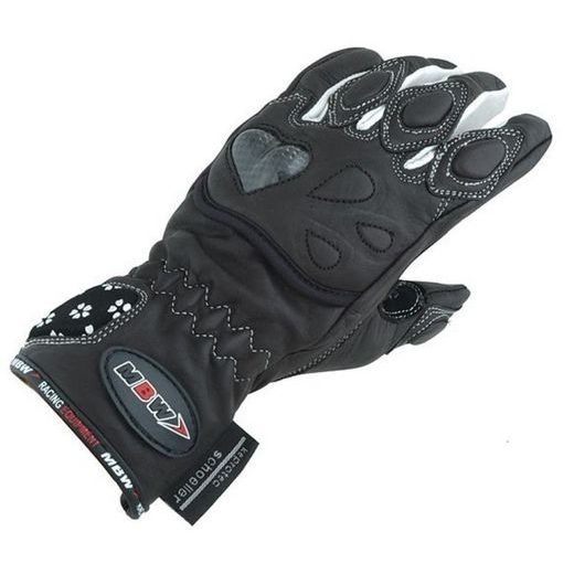 DÁMSKÉ RUKAVICE NA MOTOCYKL MBW DAISY ČERNOBÍLÉ - KOŽENÉ RUKAVICE - NA MOTORKÁŘE