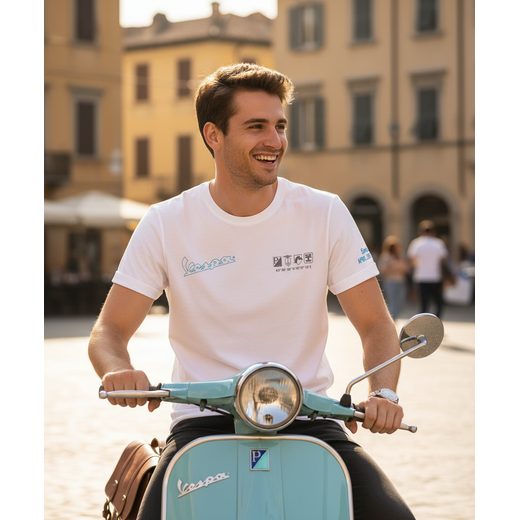 VESPA TRIČKO JERSEY - BÍLÁ - TRIČKA - NA MOTORKÁŘE