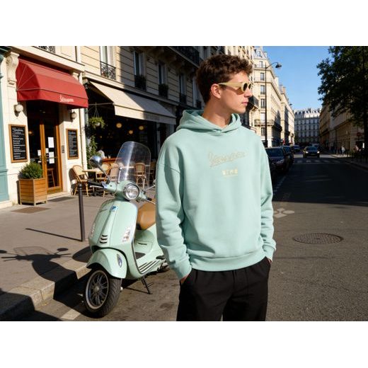 VESPA MIKINA S KAPUCÍ JERSEY - MENTOLOVÁ - MIKINY - NA MOTORKÁŘE