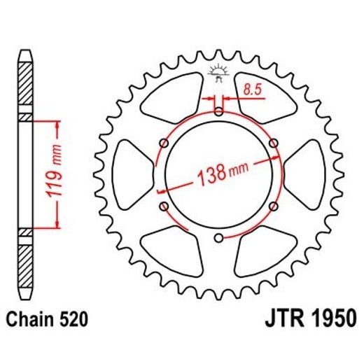 JT ŘETĚZOVÁ ROZETA JT JTR 1950-50 50 ZUBŮ, 520