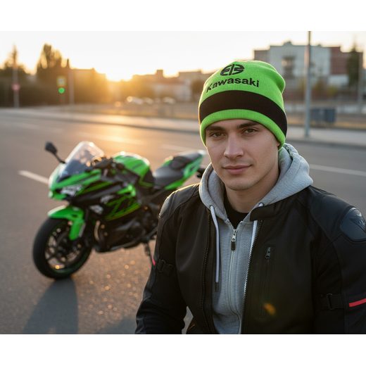 KULICH KAWASAKI - ČERNÁ, ZELENÁ - ČEPICE A KŠILTOVKY - NA MOTORKÁŘE
