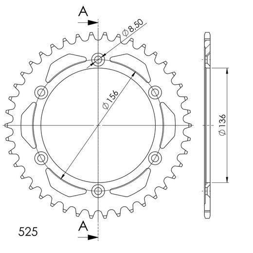 ŘETĚZOVÁ ROZETA SUPERSPROX RFE-1791:41-BLK ČERNÝ 41 ZUBŮ, 525 - OCELOVÉ - NA MOTORKU
