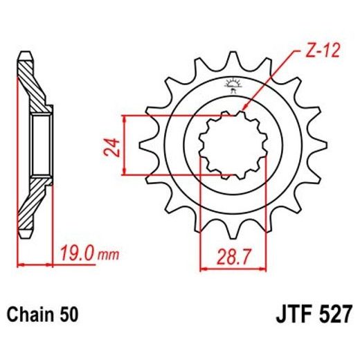 ŘETĚZOVÉ KOLEČKO JT JTF 527-17 17 ZUBŮ, 530 - ŘETĚZOVÁ KOLEČKA - NA MOTORKU