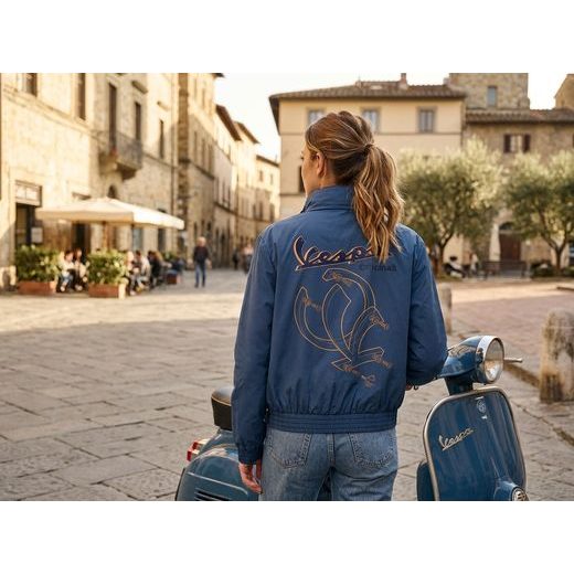 VĚTROVÁ BUNDA VESPA OFFICINA 8 - MODRÁ/ZLATÁ - BUNDY - NA MOTORKÁŘE