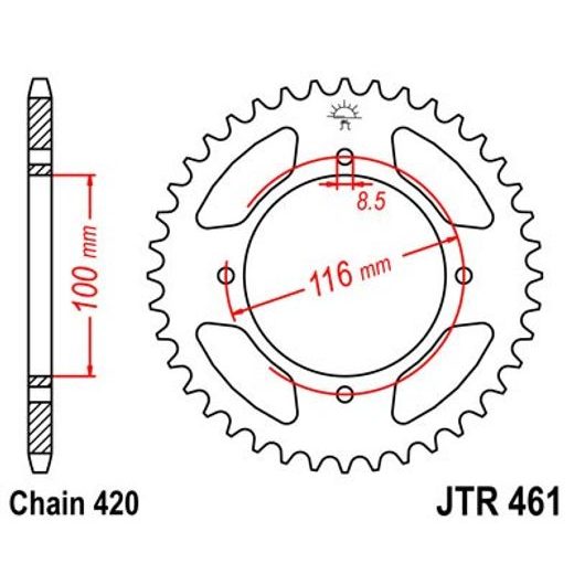 JT ŘETĚZOVÁ ROZETA JT JTR 461-53 53 ZUBŮ, 420