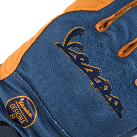 RUKAVICE VESPA OFFICINA 8 - MODRÁ/ZLATÁ - TEXTILNÍ RUKAVICE - NA MOTORKÁŘE