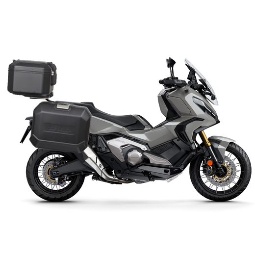 KOMPLETNÍ SADA ČERNÝCH HLINÍKOVÝCH KUFRŮ SHAD TERRA BLACK, 48L TOPCASE 36L/36L BOČNÍ KUFRY, VČETNĚ MONTÁŽNÍ SADY A PLOTNY SHAD HONDA X-ADV 750