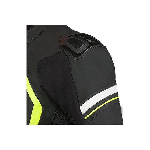 PÁNSKÁ KOŽENÁ SPORTOVNÍ BUNDA MBW JESTER ČERNO-BÍLO-ŽLUTÁ - KOŽENÉ BUNDY - NA MOTORKÁŘE