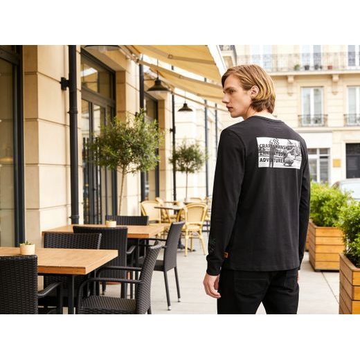 PÁNSKÉ TRIČKO DLOUHÝ RUKÁV MOTO GUZZI TIMBERLAND 100TH - ČERNÁ - TRIČKA - NA MOTORKÁŘE