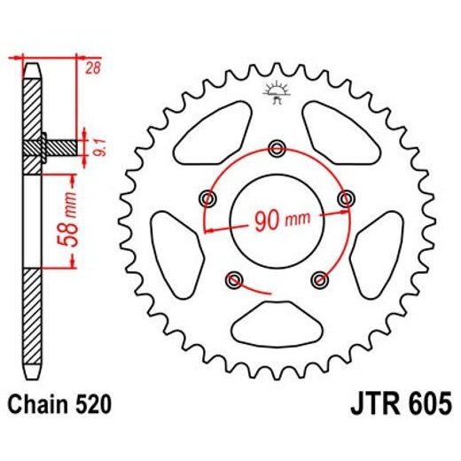 JT ŘETĚZOVÁ ROZETA JT JTR 605-37 37 ZUBŮ, 520