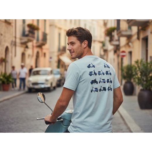 PÁNSKÉ TRIČKO VESPA HERITAGE - MODRÁ - TRIČKA - NA MOTORKÁŘE