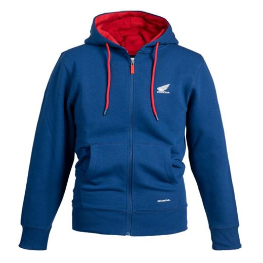 HONDA MIKINA S KAPUCOU BLUE - MODRÁ 2025 - TRIČKA - NA MOTORKÁŘE