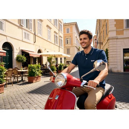 PÁNSKÉ TRIČKO POLO VESPA GRAPHIC - MODRÁ - TRIČKA - NA MOTORKÁŘE