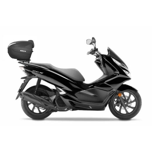 KOMPLETNÍ SADA KUFRU SHAD SH34 CARBON: KUFR + OPĚRKA + MONTÁŽNÍ SADA TOPMASTER PRO HONDA PCX 125 (2010–2026) - ZAVAZADLA - NA MOTORKU