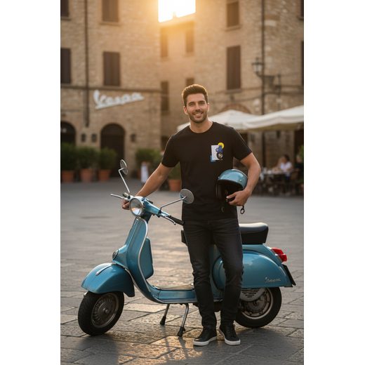 PÁNSKÉ TRIČKO VESPA HERITAGE - ČERNÁ - TRIČKA - NA MOTORKÁŘE