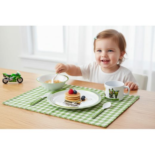 DĚTSKÝ JÍDELNÍ SET KAWASAKI - PRO NEJMENŠÍ - NA MOTORKÁŘE