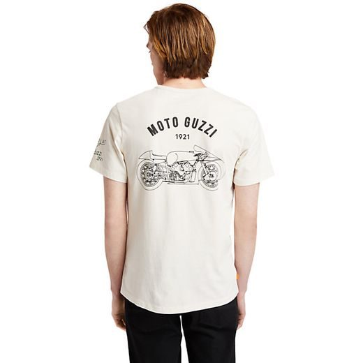 PÁNSKÉ TRIČKO MOTO GUZZI TIMBERLAND 100TH - BÍLÁ - TRIČKA - NA MOTORKÁŘE