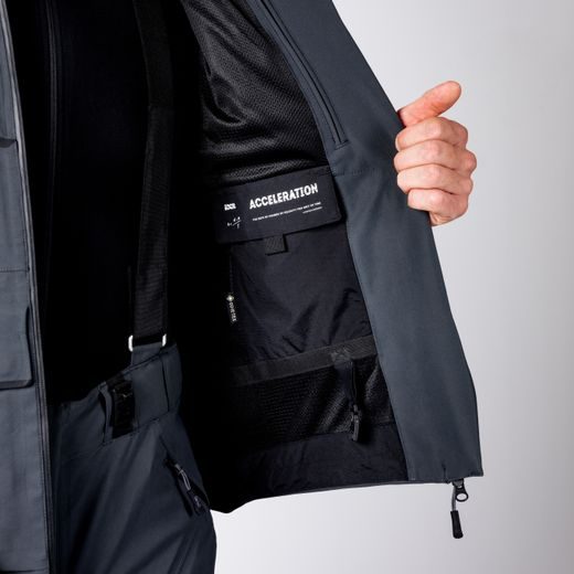 BUNDA IXS TOURSTER-GTX 1.0 – TMAVĚ ŠEDÁ (ZKRÁCENÁ): 3-VRSTVÝ GORE-TEX® LAMINÁT, CERTIFIKACE AAA A SUPERFABRIC® - TEXTILNÍ BUNDY - NA MOTORKÁŘE