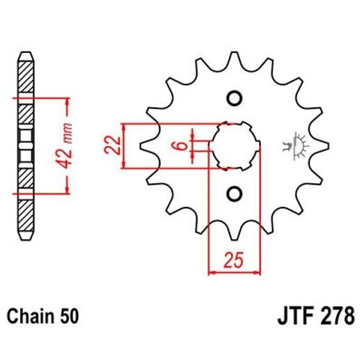 ŘETĚZOVÉ KOLEČKO JT JTF 278-14 14 ZUBŮ, 530 - ŘETĚZOVÁ KOLEČKA - NA MOTORKU