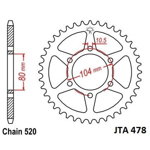 JT HLINÍKOVÁ ŘETĚZOVÁ ROZETA JTA 478-40 40 ZUBŮ, 520