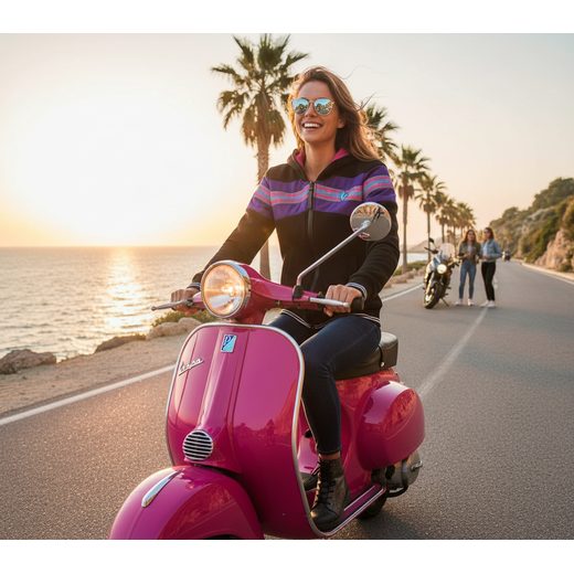 MIKINA VESPA SWEATSHIRT V-STRIPES DÁMSKÁ - FIALOVÁ - DÁRKY PRO FANOUŠKY VESPA - NA MOTORKÁŘE