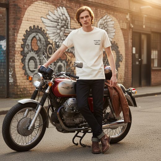 PÁNSKÉ TRIČKO MOTO GUZZI TIMBERLAND 100TH BF - BÍLÁ - TRIČKA - NA MOTORKÁŘE