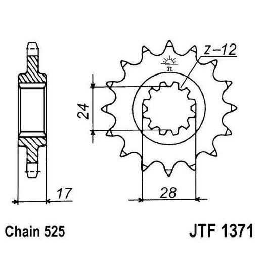 JT ŘETĚZOVÉ KOLEČKO JT JTF 1371-15 15 ZUBŮ, 525