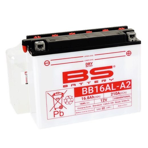 KONVENČNÍ MOTOCYKLOVÁ BATERIE BS-BATTERY BB16AL-A2 (YB16AL-A2 ) VČETNĚ BALENÍ KYSELINY - KONVENČNÍ - NA MOTORKU
