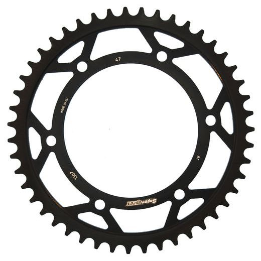 ŘETĚZOVÁ ROZETA SUPERSPROX RFE-1307:47-BLK ČERNÝ 47 ZUBŮ, 525 - OCELOVÉ - NA MOTORKU