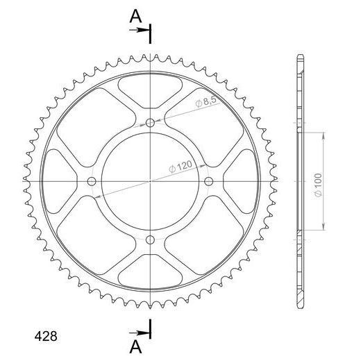ŘETĚZOVÁ ROZETA SUPERSPROX RFE-1140:63-BLK ČERNÝ - OCELOVÉ - NA MOTORKU