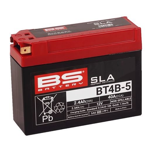 TOVÁRNĚ AKTIVOVANÁ MOTOCYKLOVÁ BATERIE BS-BATTERY BT4B-5 (FA) (YT4B-5 (FA)) SLA - TOVÁRNĚ AKTIVOVANÉ - NA MOTORKU