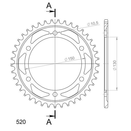 ŘETĚZOVÁ ROZETA SUPERSPROX RFE-859:41-BLK ČERNÝ 41 ZUBŮ, 530 - OCELOVÉ - NA MOTORKU