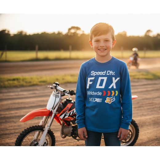 DĚTSKÉ TRIČKO FOX MURC LS TEE - MODRÁ - TRIČKA - NA MOTORKÁŘE