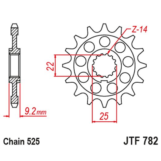 ŘETĚZOVÉ KOLEČKO JT JTF 782-16 16 ZUBŮ, 525