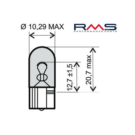 RMS ŽÁROVKA RMS 246510285 12V 5W, W2.1X9.5D BÍLÁ