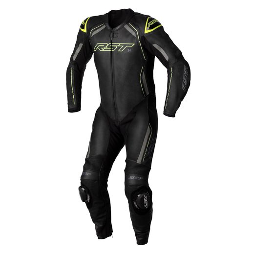 RST 102987 S1 CE MENS LEATHER SUIT - ČERNÁÚŠEDÁ/REF.ŽLUTÁ - JEDNODÍLNÉ KOMBINÉZY - NA MOTORKÁŘE