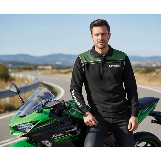 KAWASAKI SPORTS POLO LONG SLEEVE - S - TRIČKA - NA MOTORKÁŘE