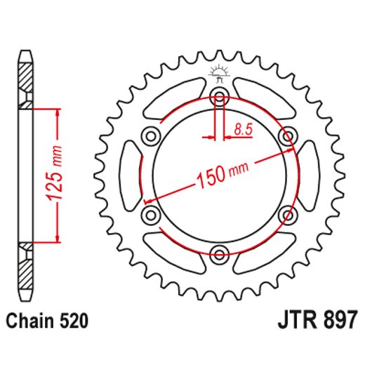 JT ŘETĚZOVÁ ROZETA JT JTR 897-48 48 ZUBŮ, 520