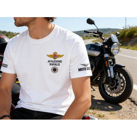 TRIČKO MOTO GUZZI AVIAZIONE NAVALE - BÍLÁ - TRIČKA - NA MOTORKÁŘE
