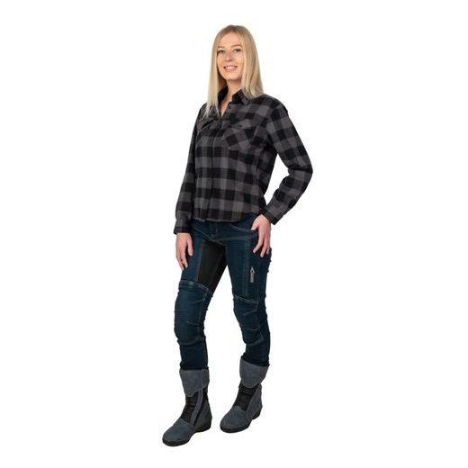 DÁMSKÁ FLANELOVÁ KOŠILE MBW MONTANA GREY LADY - TEXTILNÍ BUNDY - NA MOTORKÁŘE