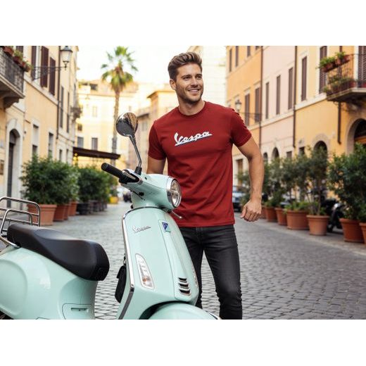 PÁNSKÉ TRIČKO VESPA GRAPHIC - ČERVENÁ - TRIČKA - NA MOTORKÁŘE