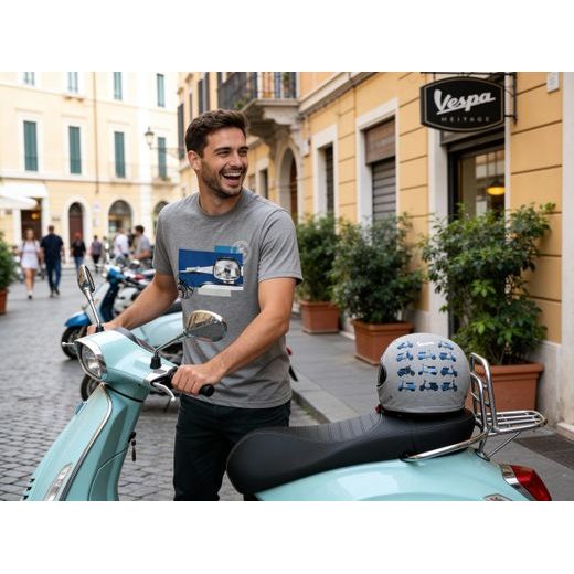 PÁNSKÉ TRIČKO VESPA HERITAGE - ŠEDÁ - TRIČKA - NA MOTORKÁŘE