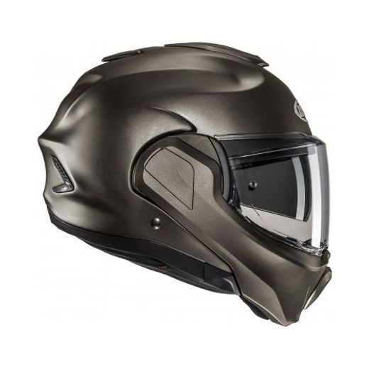 HJC PŘILBA F100 SOLID SEMI FLAT TITANIUM - PŘEKLOPNÉ HELMY - NA MOTORKÁŘE