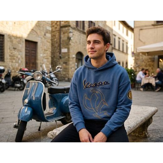 MIKINA VESPA OFFICINA 8 - MODRÁ/ZLATÁ - MIKINY - NA MOTORKÁŘE