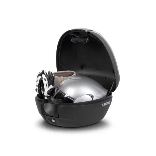 KOMPLETNÍ SADA KUFRU SHAD SH34 CARBON: KUFR + OPĚRKA + MONTÁŽNÍ SADA TOPMASTER PRO HONDA PCX 125 (2010–2026) - ZAVAZADLA - NA MOTORKU