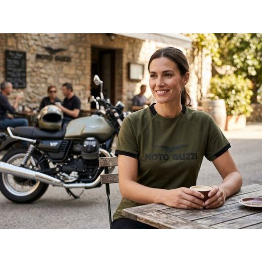 MG ESSENTIAL T-SHIRT WOMAN - ZELENÉ - DÁRKY PRO FANOUŠKY MOTO GUZZI - NA MOTORKÁŘE