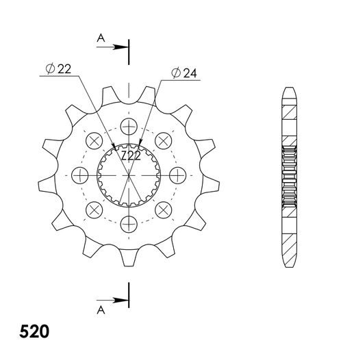 ŘETĚZOVÉ KOLEČKO SUPERSPROX CST-394:13 13 ZUBŮ, 520