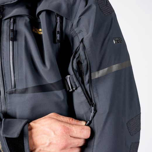 BUNDA IXS TOURSTER-GTX 1.0 – TMAVĚ ŠEDÁ (PRODLOUŽENÁ): 3-VRSTVÝ GORE-TEX® LAMINÁT, CERTIFIKACE AAA A EXTRA DÉLKA PRO VYSOKÉ POSTAVY - TEXTILNÍ BUNDY - NA MOTORKÁŘE