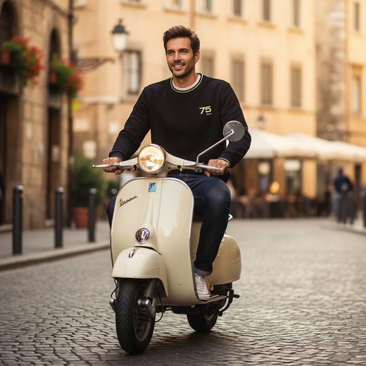 PÁNSKÁ MIKINA VESPA "75." - ČERNÁ - MIKINY - NA MOTORKÁŘE